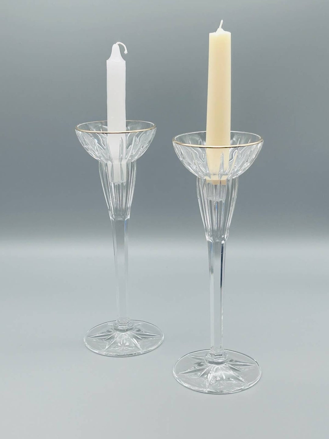 Mikasa Crystal Golden Tiara Candlesticks 2 Piece - Etsy
