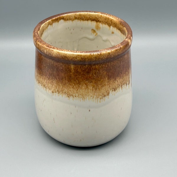 McCoy Pottery Graystone Small Canister #135 Tan Drip on Ivory Glaze