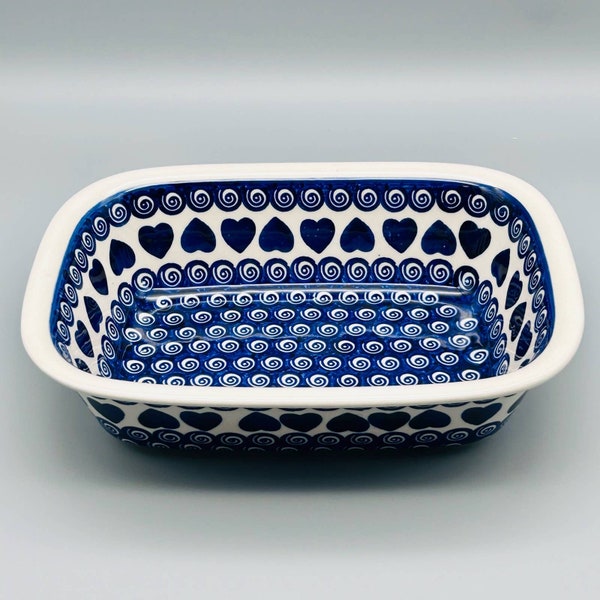 Zaklady Ceramiczne Boleslawiec Pottery “Heart Swirls” Small Casserole Dish