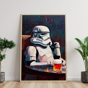 PRINTABLE Eclectic Original Wall art digital download| Acrylic print, Star Wars, Bar decor| Downloadable Digital Print | 'Blasters & Brews'