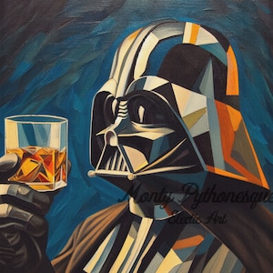 PRINTABLE Funny Star Wars Darth Vader & Whiskey Canvas Painting Wall art digital download print for bar, Kitchen decor | Anakin on the Rocks