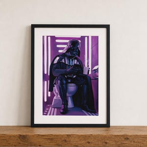Lustiges Darth Vader Badezimmer Wand Dekor Druck: Star Wars Pink Neon Kunst (Digitaler Download)
