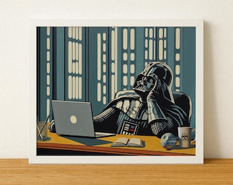 Darth Vader at Work Pop Art Print: Funny Star Wars Office Decor (Digital Download)