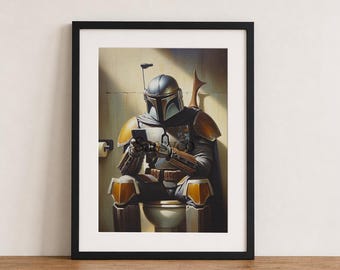 Lustige Star Wars Mandalorian Badezimmer Dekor Wand Kunst Druck (Digitaler Download)