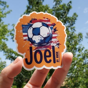 Personalized Soccer Player Sticker, Custom Name soccer Sticker Boy girl Soccer Player, Soccer tournament Goalie Sticker Soccer Team Gift