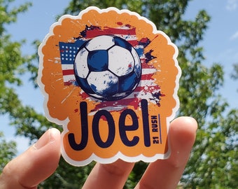 Pegatina de jugador de fútbol personalizada, nombre personalizado, pegatina de fútbol, jugador de fútbol de niño y niña, pegatina de portero de torneo de fútbol, regalo de equipo de fútbol