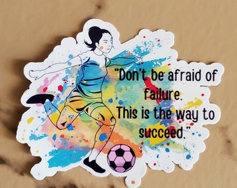 Pegatina de fútbol para su pegatina de fútbol femenino para niña, jugador de fútbol femenino, pegatina de vinilo, pegatina de vaso de fútbol, idea de regalo de equipo de fútbol