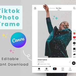 TikTok Photo Booth Frame | TikTok Prop White Frame | 24x36&quot; | Photo Prop Frame | Personalized Selfie Frame | Editable in Canva