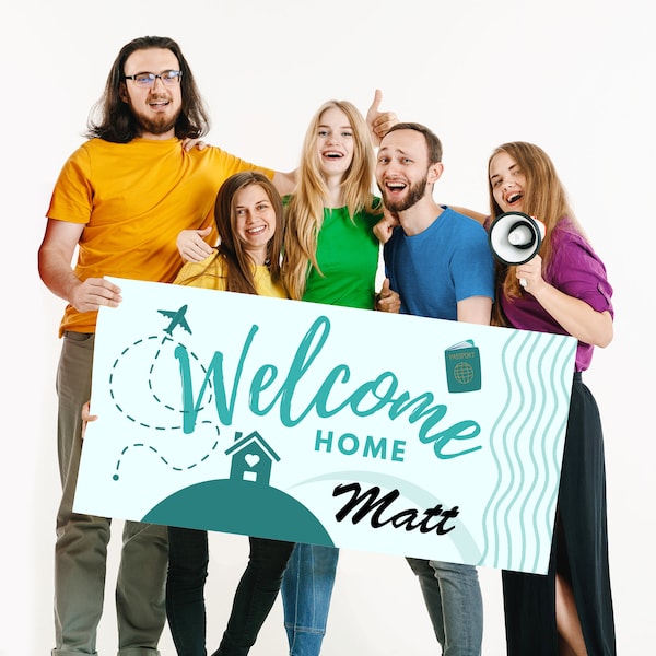 Welcome Home Banner Airport | 48x28in Size | 3 Color Options | Homecoming Decor | Instant Download | Digital Download