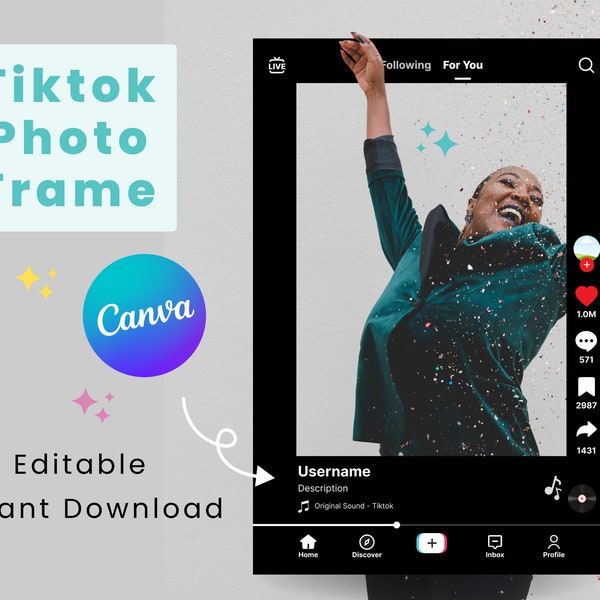 2024 TikTok Photo Booth Frame | TikTok Prop Frame | 24x36" | Photo Prop Frame | Customizable | Personalized Selfie Frame | Editable in Canva