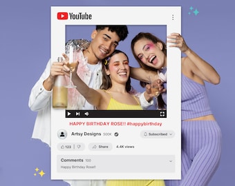Youtube Photo Booth Frame | YouTube Selfie Frame | 36x48&quot; | Photo Prop Frame | Made-to-Order | Digital Customizable Printable