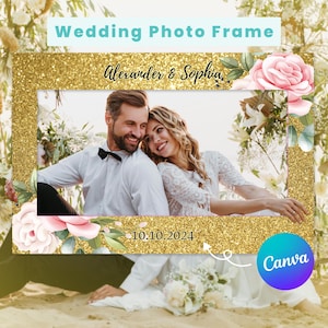 Wedding Photo Booth Frame 2.0 | Wedding Photo Prop | Bridal Shower Photo Prop | Editable Canva | Printable | Digital Download