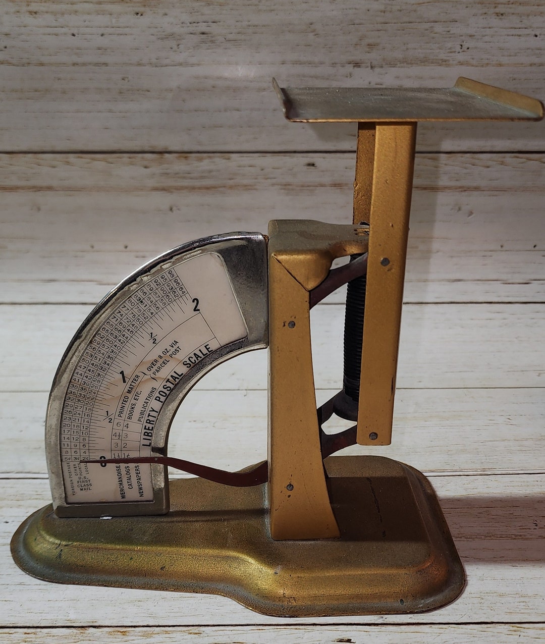 Vintage LIBERTY Postal Scale Great Shape GOLD Yellow Toned Metal ...