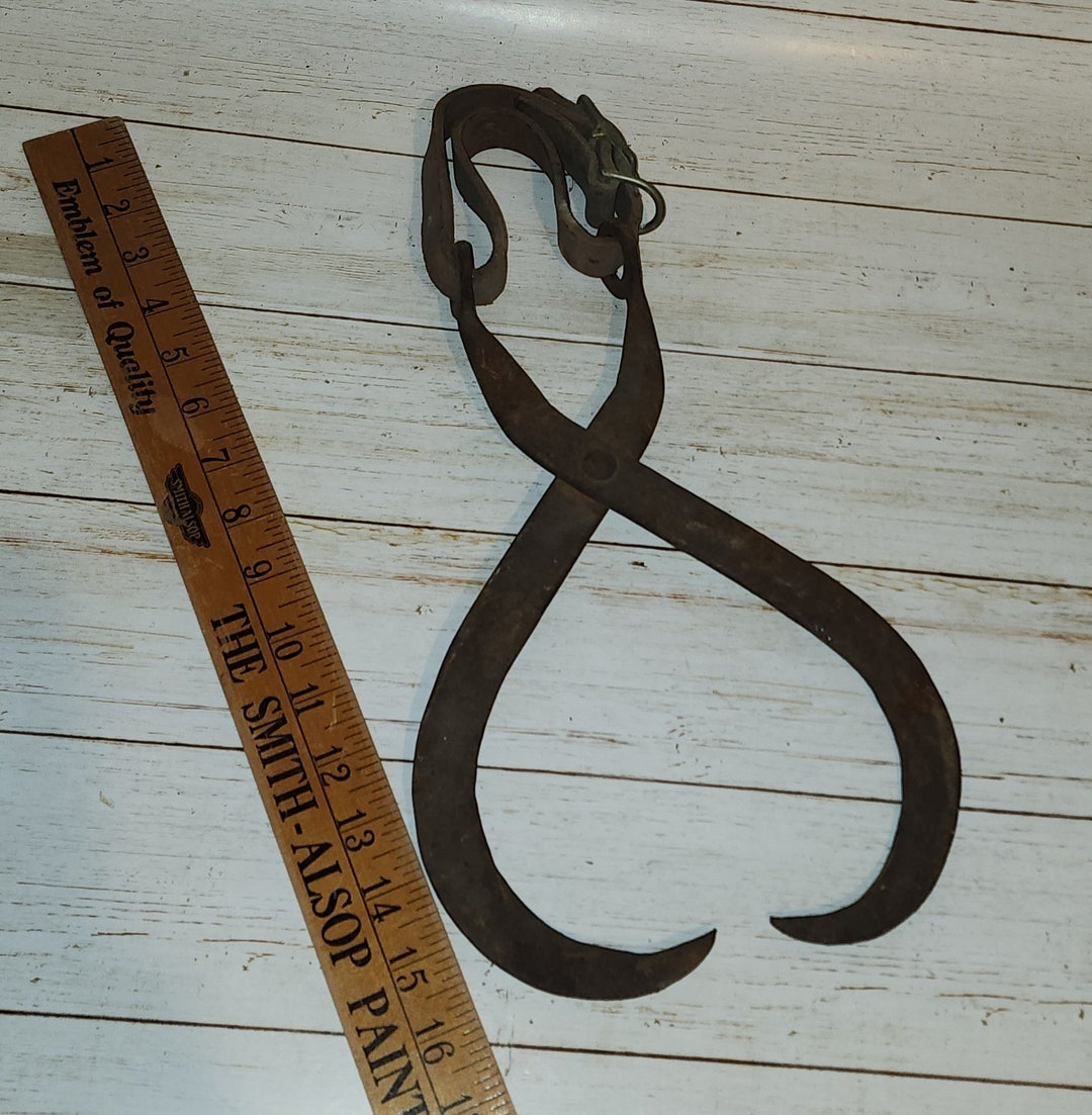 Unique LEATHER Handled LARGE Ice Tongs Really Cool Look to These Tongs