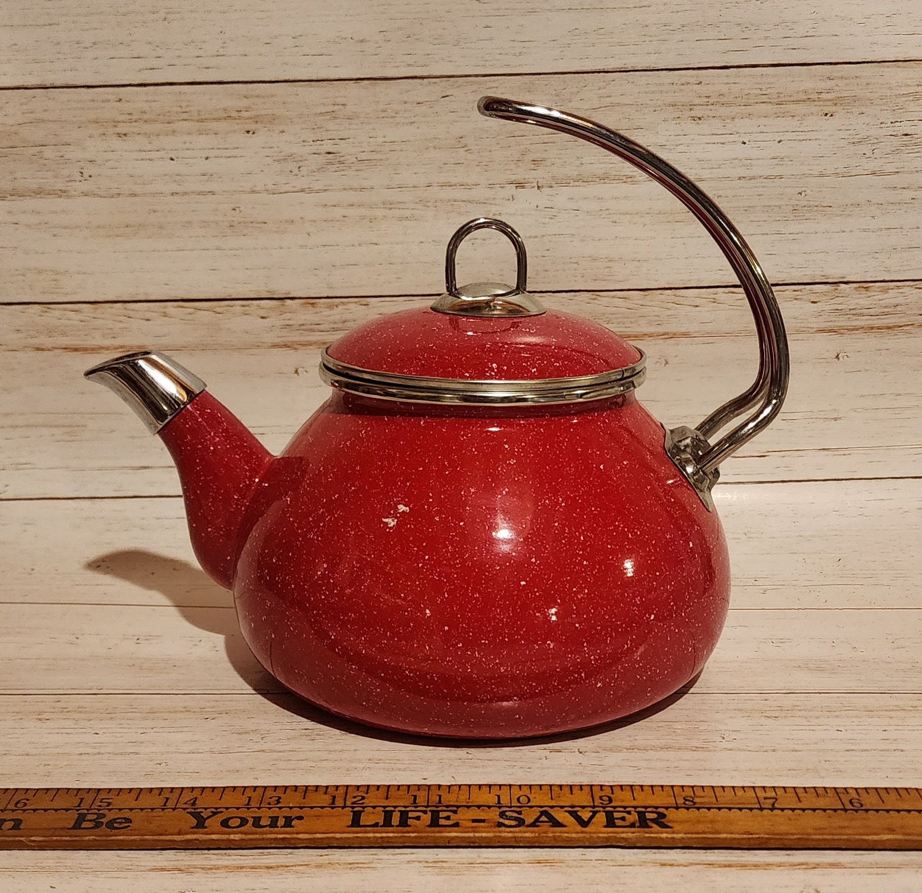 Stovetop Tea Kettles With Handle, Vintage Enamel Boiling Kettle