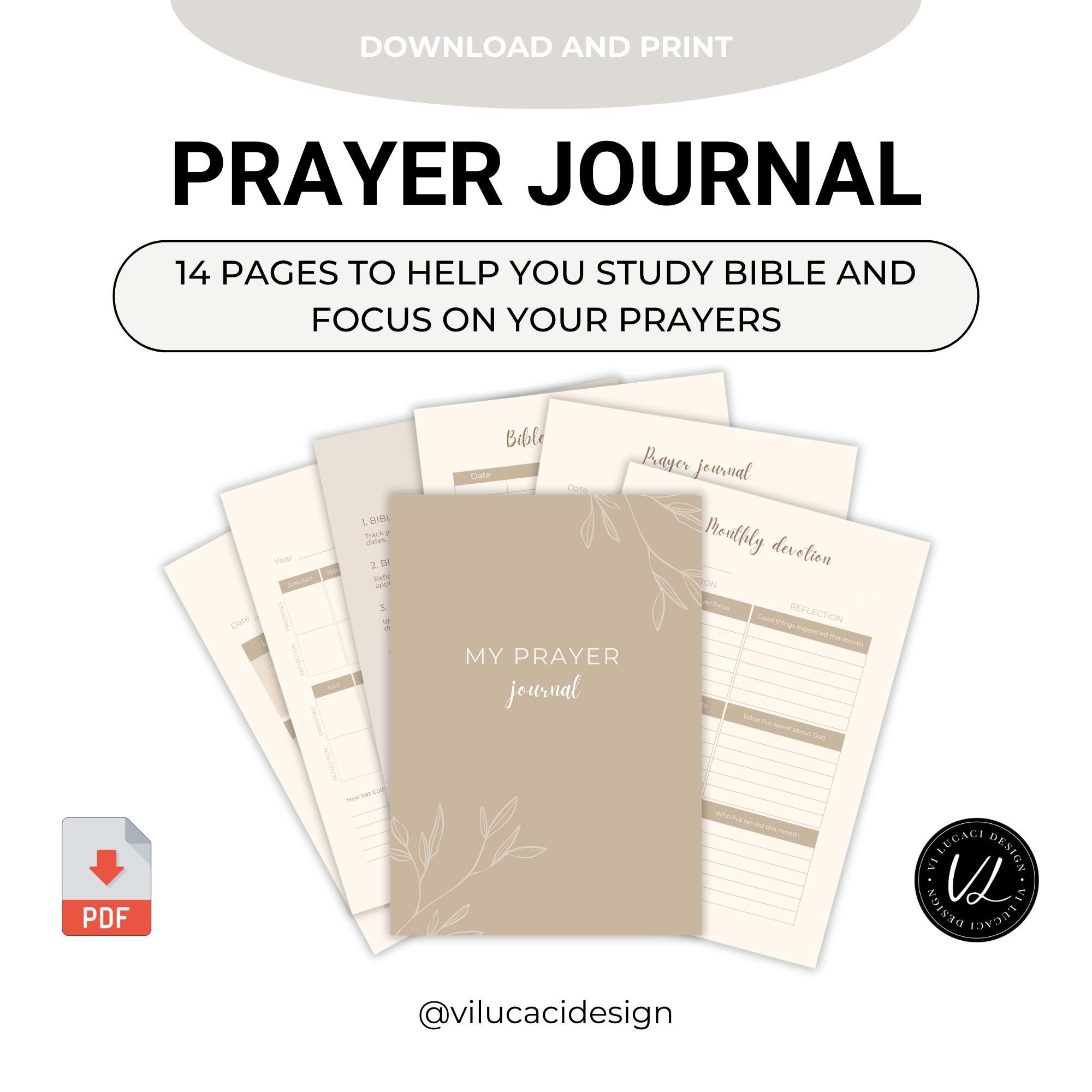 Printable Prayer Journal | Digital Bible Study Planner | Prayer Tracker ...