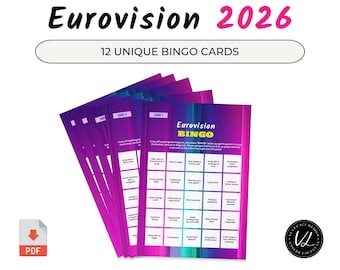 EUROVISION 2026 printable Bingo cards | Song Contest Party
