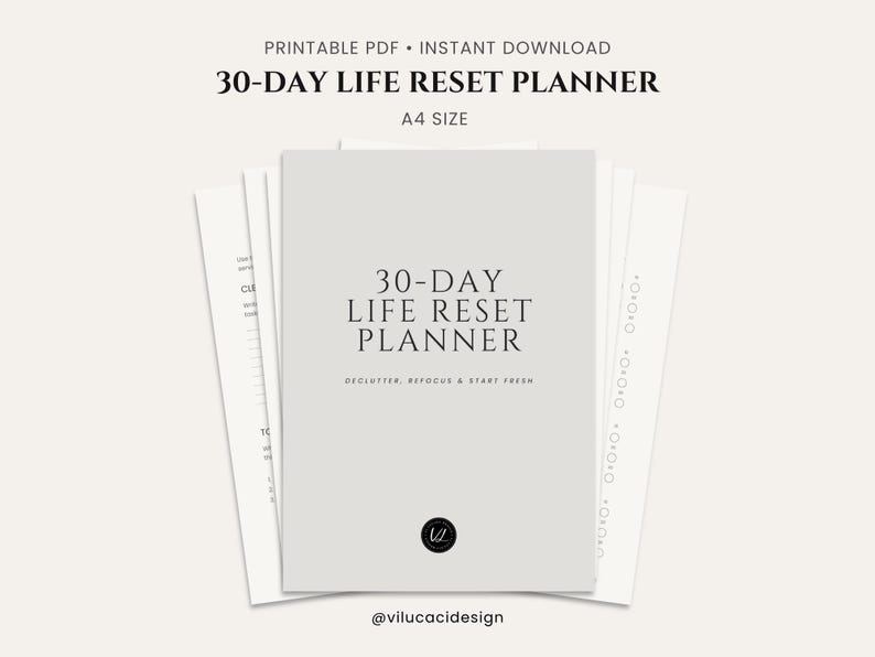 30-day Life Reset Planner Printable | Declutter Checklist, Habit & Goal ...