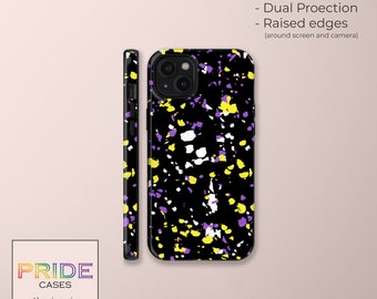 Non-Binary Pride Speckled Design Phone Case, Subtle Non-Binary Pride, Aesthetic iPhone Case, Discreet Phone Cover Gift for Non-Binary