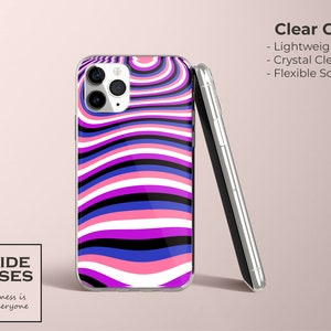 Genderfluid Retro Aesthetic Clear Phone Case, Subtle Genderfluid Pride, Groovy Phone Case, Genderfluid Discreet Phone Case, Genderfluid Gift