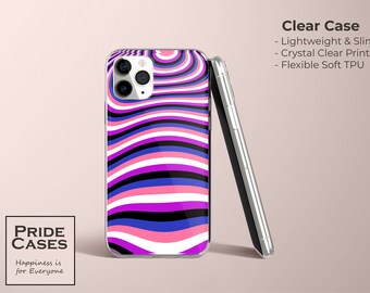 Genderfluid Retro Aesthetic Clear Phone Case, Subtle Genderfluid Pride, Groovy Phone Case, Genderfluid Discreet Phone Case, Genderfluid Gift