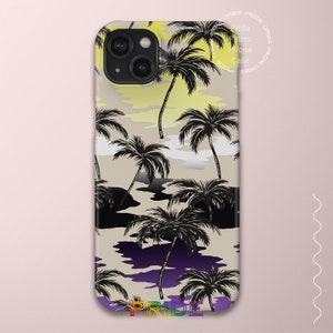 Retro Palm Tree Phone Case with Non-Binary Flag Gradient Iphone 15 Case, iridescent Samsung Galaxy Phone Case, Abstract Pride Phone Cover