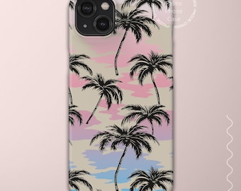 Retro Palm Tree Phone Case with Transgender Flag Gradient Iphone 15 Case, iridescent Samsung Galaxy Phone Case, Abstract Pride Phone Cover