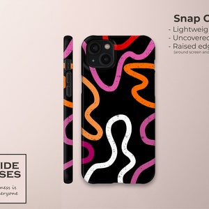 Subtle Organic Line Art Lesbian Snap and Tough Phone Case, Lesbian Flag Pride LGBTQ Phone Case Discreet Pride Gift for Lesbian