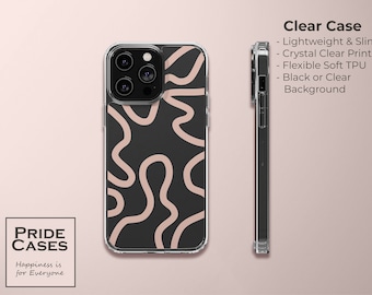 Organic Line Art Black Cream Phone Case fit for iPhone 14 Pro, 13, 12, 11, XR, 8+, 7 & Samsung S23, S22, FREE PERSONALISATION