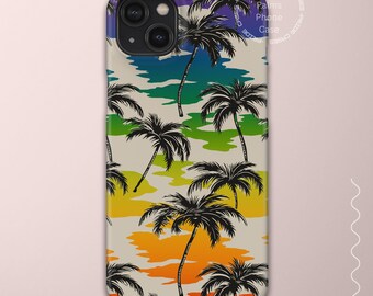 Retro Palm Tree Phone Case with Pride Flag Gradient Iphone 15 Case, iridescent Samsung Galaxy Phone Case, Abstract Pride Phone Cover