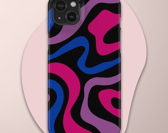 Ästhetische Wavy Line Art Bisexual Phone Case, lila Handyhülle, Iphone 15 Case Samsung Pride LGBTQ Phone Case Diskret Pride Bisexual Gift