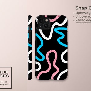 Subtle Organic Line Art Transgender Pride Snap and Tough Phone Case, LGBTQIA Phone Case, Discreet Gift for Trans Girlfriend or Boyfriend