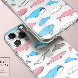 Transgender Cute Whale Phone Case, Subtle Transgender Pride, Animal Phone Case, Transgender Discreet Phone Case, Gift for Transgender Friend