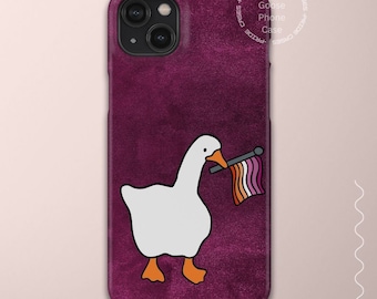 Pride Goose Lesbian Flag Phone Case, Purple Aesthetic Phone Case, Pixel 7 Case, Clear Phone Case, Cool Phone Case Iphone 15 Phone Cover
