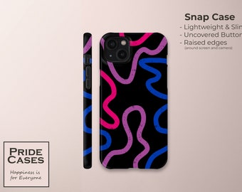 Subtile Organic Line Art Bisexual Snap und Tough Phone Case, Bisexual Flag Pride LGBTQIA Phone Case Diskret Pride Bisexual GirlFriend Geschenk
