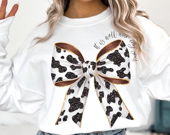 It Is Well With My Soul Png, Print Bow Png, Christian Bow Png, Hand Drawn Bow Png, Bible Verse Sticker Png, Coquette Bow Sublimation