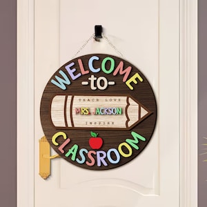 Teacher Door sign SVG Laser Cut, Back To School Gift, Teacher Appreciation Gift, Teacher Door Hanger SVG, Teacher Gift, Classroom Decor