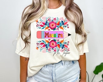 Spanish Teacher Png, Mexican Flowers Teacher Png, Maestra Png, Teach Love Inspire, Teacher Floral Png, Spanish Teacher Appreciation