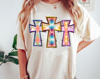 Watercolor Cross Trio PNG: Hand Drawn Sublimation Design (Digital Download)