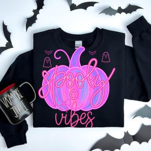 Cute Pink Neon Spooky Pumkin Png, Boo Bow Png, Neon Halloween PNG, Boo Ghost Shirt Png, Retro Disco Iridescent Ghost,Cute Disco Ghost PNG