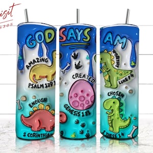 3D Inflated Tumbler, God says I am Tumbler, Retro Christian Sublimation, Bible Affirmations PNG, Dear Person, Jesus Doodle png, Png Download