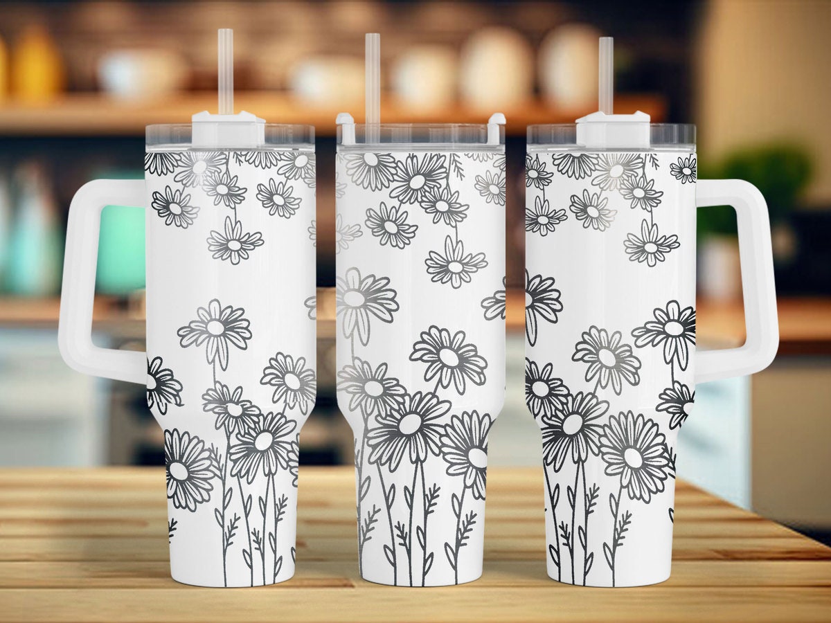 Daisy Floral 40oz Tumbler Wrap: Laser Engraved Design (digital Download ...