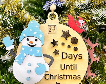 Snowman Christmas Countdown Laser Cut File, Christmas Countdown SVG, Days Till Christmas,Ornament SVG,Glowforge Laser Design,Christmas Laser
