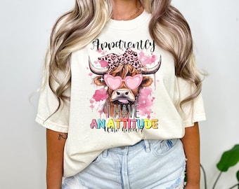 Funny Highland Cow PNG: Attitude Sublimation Design (Digital Download)