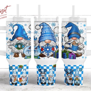 Christmas Gnome 40oz Tumbler Wrap Png, Merry Christmas 2 pieces 40 oz Tumbler Png, Blue Christmas Tumbler 40oz Png, Sublimation Designs
