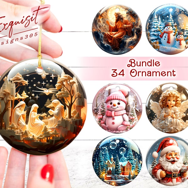 30+ Globe Christmas Ornaments Bundle Png, Round Christmas Ornaments Png, 3D Nativity Scene Mary Joseph Jesus, Ornament Png, Christmas Png