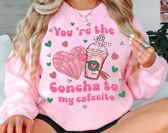 Cafecito Y Chisme Valentine's Day PNG, Concha Valentine's Day Shirt Svg, Candy Valentines, Valentines Png, Mexican Valentine Sublimation