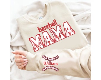 Personalized Baseball Mama PNG: Embroidered Sleeve Design (Digital Download)