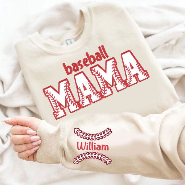 Embroidered Baseball Mama Png with Customized Sleeve, Personalized  Baseball Mama Png, Baseball Mom Png, Gift for Moms