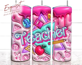 Opgeblazen 3D-beker voor leerkrachten: 20 oz png-bestand (digitale download)